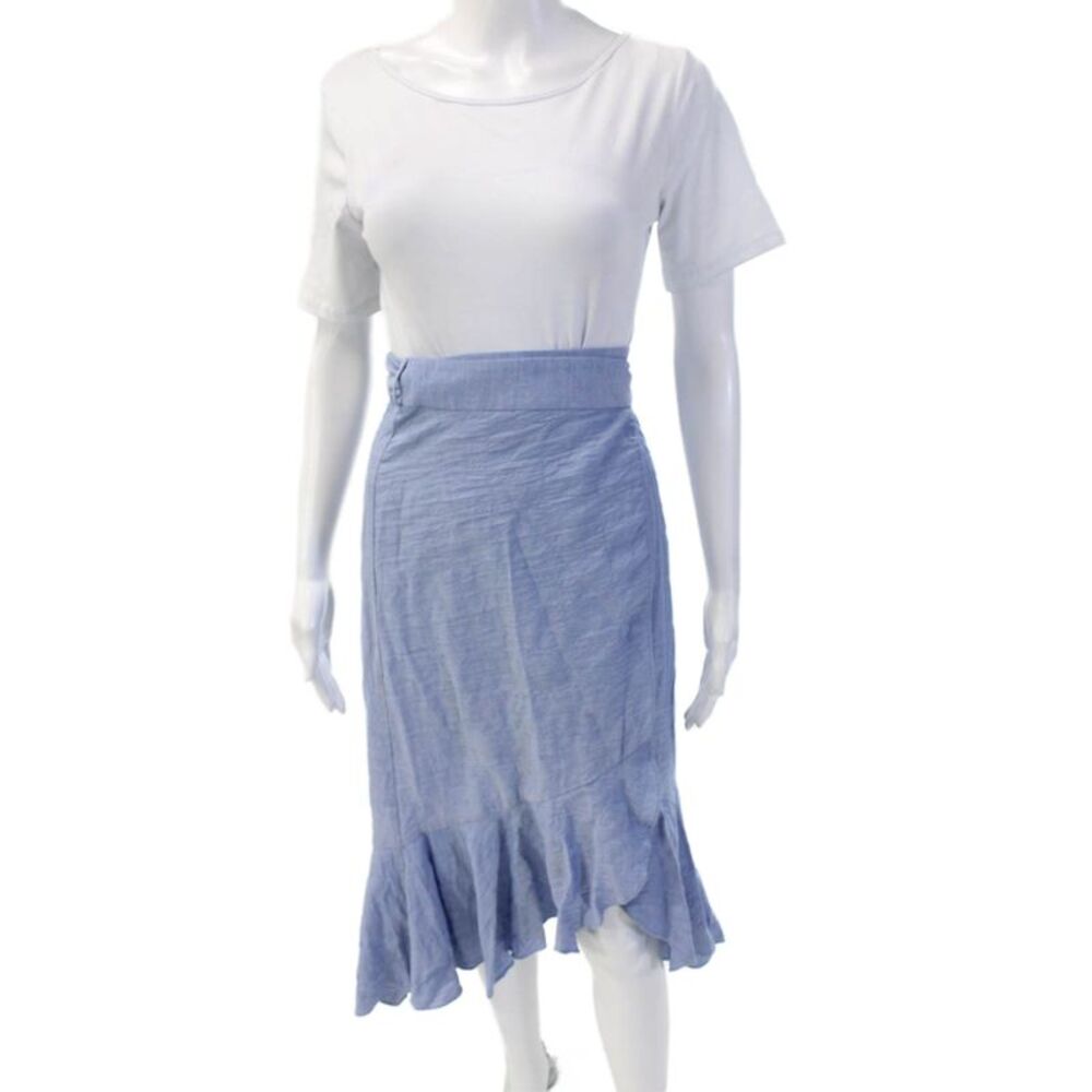 Intermix Women Blue Wrap Flare Long Skirt 99% Cotton Size PP
